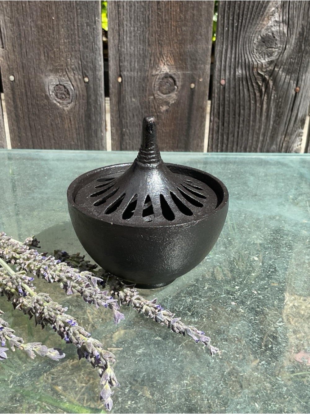 VTG Japanese Cast Iron Incense Burner Black with Lid Traditional Design Japan